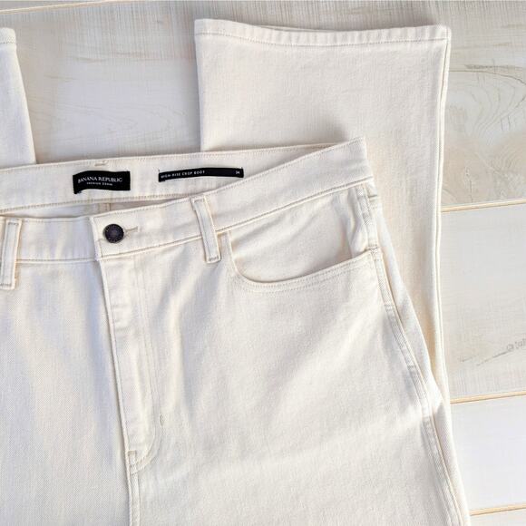 Banana Republic NWT White Ecru Wash High Rise Crop Boot Denim Jean Size 34 - Picture 3 of 9